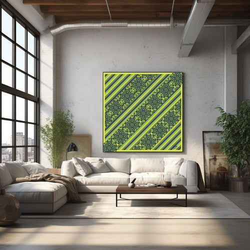 Arab painting shown in a room setting.