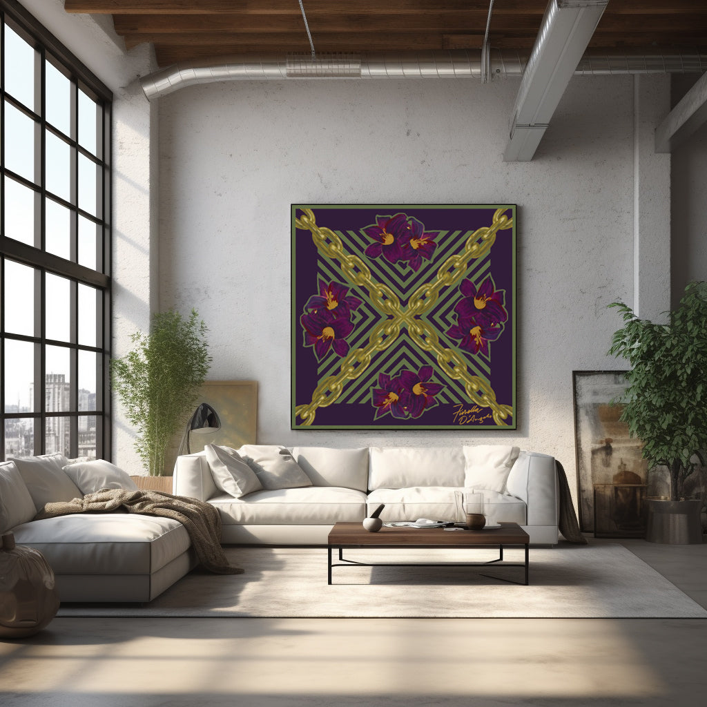 Chain painting shown in a room setting.