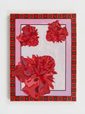 Original acrylic painting on canvas of the Etlingera elatior flower with a checkered border, 150 × 114 cm.