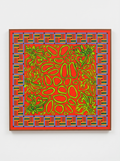 Original acrylic painting on canvas, colorful floral design inspired by Gucci, 90 × 90 cm.