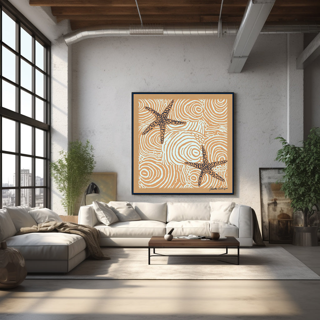 Star painting shown in a room setting.